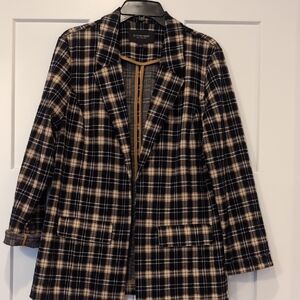 Liverpool Los Angeles Boyfriend Blazer Tartan Plaid Knit L Like New
